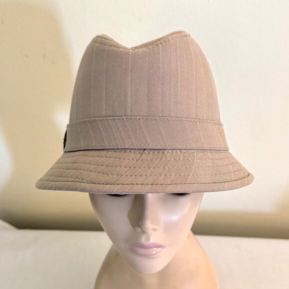 Goorin Bros Womens Beige Pinstripe Bucket Hat Rhinestone Accent Medium - Picture 14 of 15
